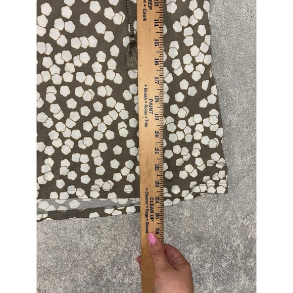 boden lyocell wool blouse tan white print soft tassel peasant sleeve - Picture 10 of 11